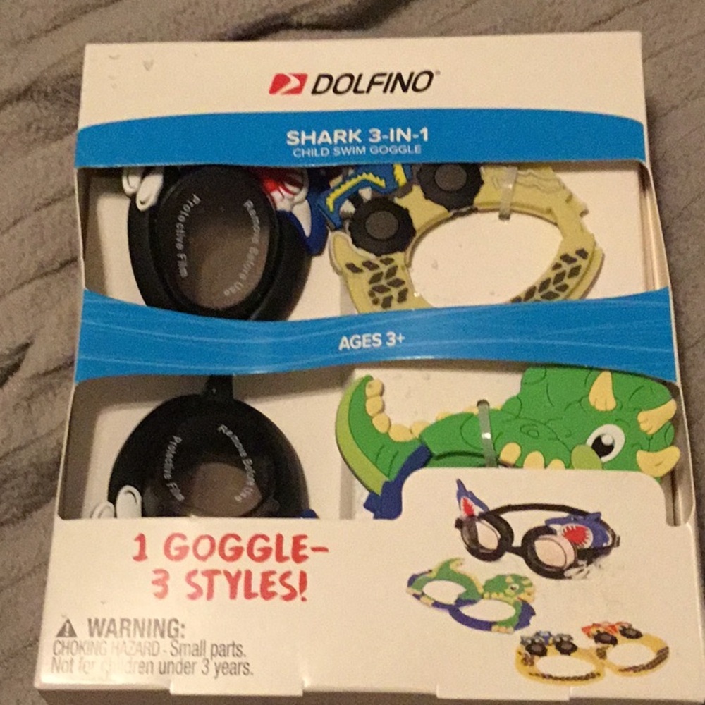 Dolfino Shark 3-in-1‎ Child Swim Goggles Dinosaur Monster Truck Ages 3+ NEW